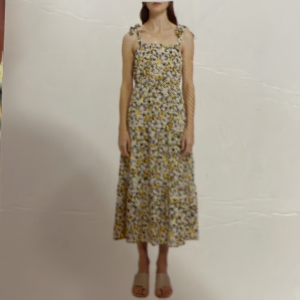 Sanctuary Black and Yellow Floral Tiered Maxi Sundress Size Large NWT